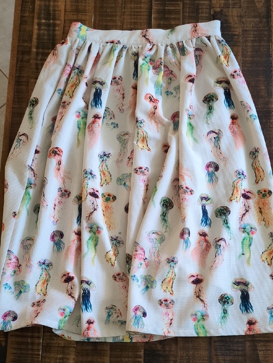 re:named Dresses & Skirts - re:named White Jellyfish-Print A-Line Skirt with Multicolor Accents